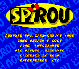 Spirou title screen for Sega Mega Drive